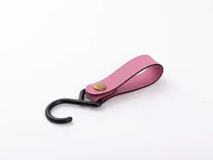 Engraving Leather Bag Hanger (Pink/Black, 2*12cm)