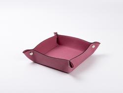 Engraving Leather Tray(Pink/Black, 15*15cm)