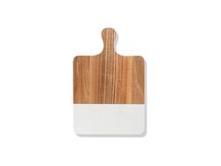 White Marble and Acacia Wood Cutting Board with Handle(20*30*1.3cm) MOQ: 500pcs