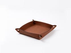 Engraving Leather Tray(Brown/Black, 20*20cm)