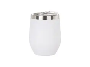 Laserable Blanks 12oz/360ml Powder Coated SS Stemless Wine Cup(White)