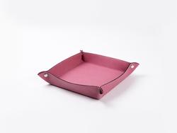 Engraving Leather Tray(Pink/Black, 20*20cm)