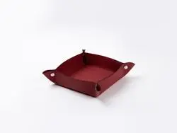 Engraving Leather Tray(Red/Black, 15*15cm)