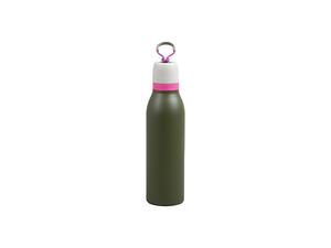 16oz/500ml Powder Coated Stainless Steel Sports Bottle w/ Portable String (Dark Green)
