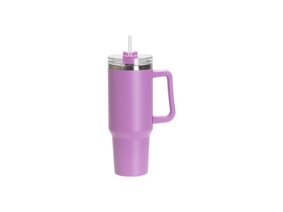 Enraving Blanks 40oz/1200ml Powder Coated Stainless Steel Travel Tumbler with Lid &amp; Straw(Purple)