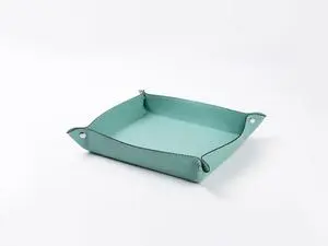 Engraving Leather Tray(Teal/Black, 20*24cm)