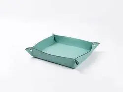 Engraving Leather Tray(Teal/Black, 20*24cm)