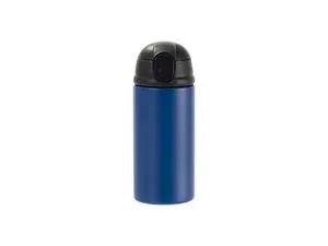 Laserable Blanks 12oz/360ml Powder Coated Kids SS Bottle with Silicon Straw&amp;Black Lid(Royal Blue)