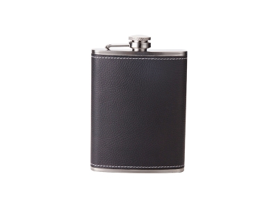 8oz Stainless Steel Flask with PU Cover(Black)