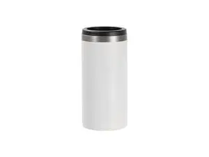 Laserable Blanks 12oz/350ml Powder Coated Slim SS Can Cooler(White)