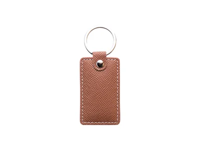 Laser Engraving PU Leather Keychain(Rect,Brown)