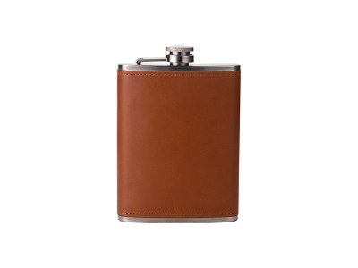 8oz Stainless Steel Flask with PU Cover(Chestnut)