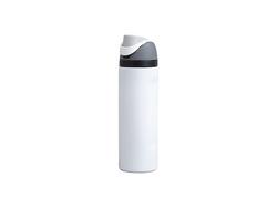 24oz/700ml Powder Coated Stainless Steel Water Bottle with Flip One Touch Portable Lid (White)
